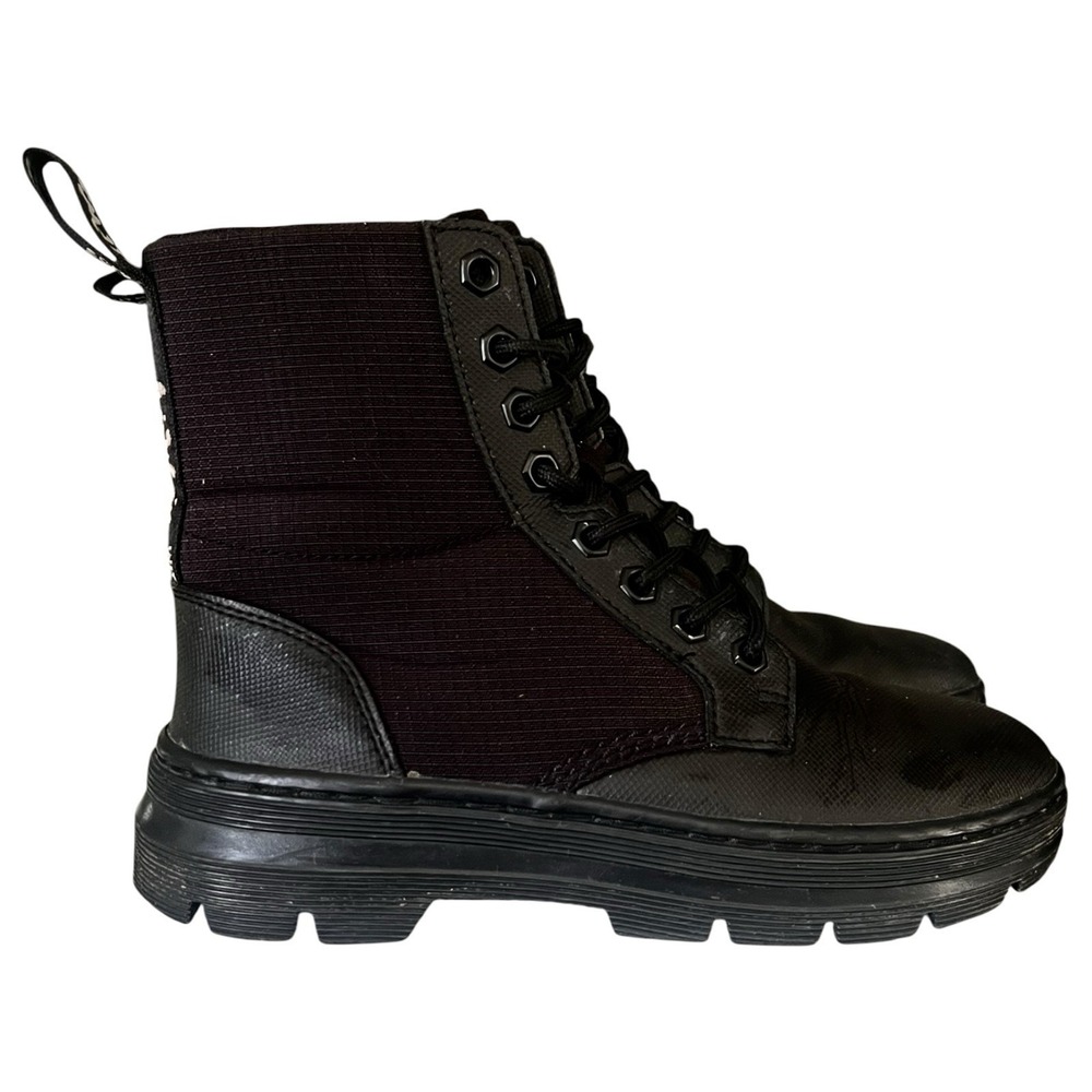 Dr Martens Combs II Black Nylon Combat Boots Mens 5‎ Womens 6 Ankle Tract Sole